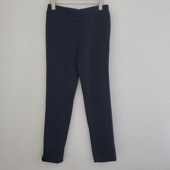 BCBGMaxAzria Pants XS Black Pique Knit Pull On Slim Straight Business Casual - Picture 1 of 11